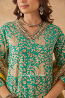 "Vanabhaa" Bagru Cotton Kurta Set with Kota Doria Dupatta (3pc)