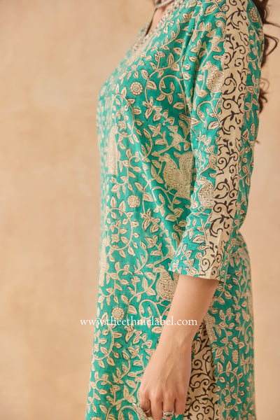 "Vanabhaa" Bagru Cotton Kurta Set with Kota Doria Dupatta (3pc)