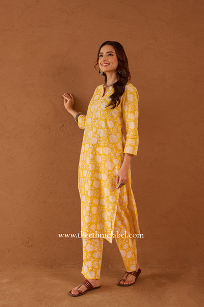 "Prajvala" Hand Embroidered Kurta and Pants Co-ord set - 2pc