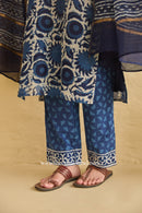 "Rooh" Indigo Hand Block Printed Chanderi Suit Set (3pc)