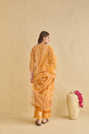 "Aftaab" Batik Print Cotton Kurta Set with Kota Doria Dupatta(3pc)