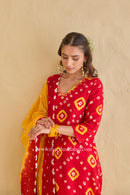"Gulaal" Red Pure Bandhani Cotton Suit Set (3pc)