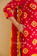 "Gulaal" Red Pure Bandhani Cotton Suit Set (3pc)