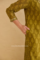 "Parizad" Green Hand Block Printed Hand Work Chanderi Suit Set (3pc)