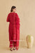 "Mehrunisa" Red Hand Block printed Chanderi Suit Set (3pc)