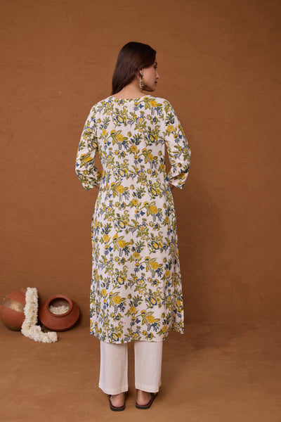 "Arisha" Hand Block Printed Cotton kurta
