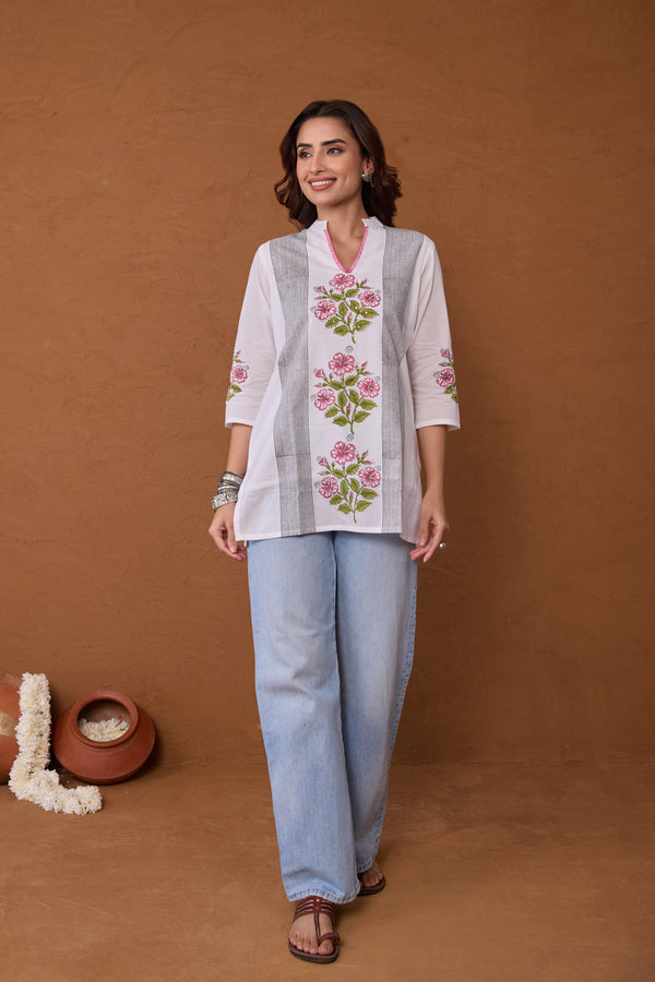 "Haya" Block Printed Cotton Short kurta