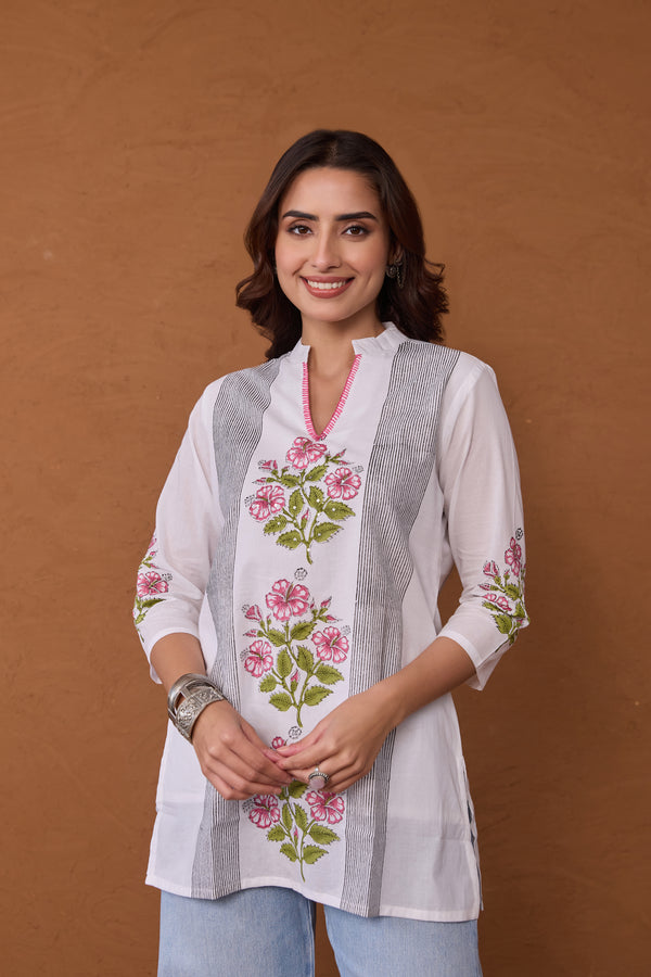 "Haya" Block Printed Cotton Short kurta