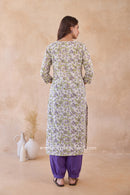 "Charisma" Hand Block Printed White Cotton kurta
