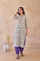 "Charisma" Hand Block Printed White Cotton kurta