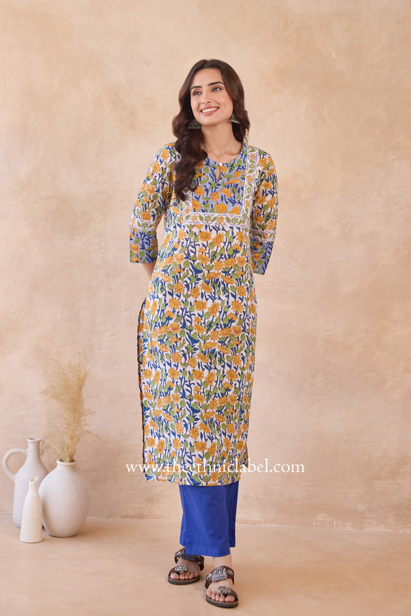 "Sumiran" Hand Block Printed Cotton kurta with dupatta (2pc)