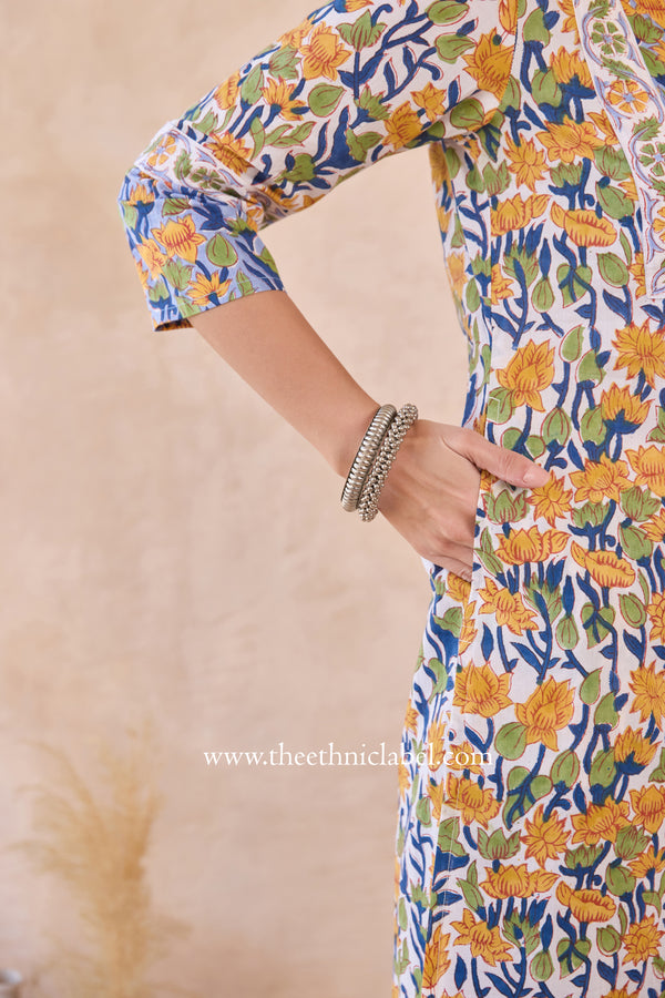 "Sumiran" Hand Block Printed Cotton kurta with dupatta (2pc)