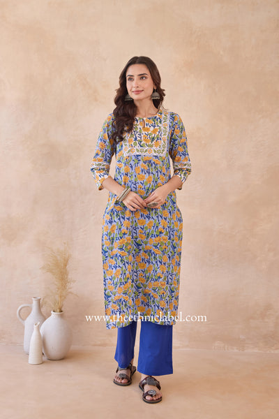 "Sravya" Hand Block Printed Cotton kurta