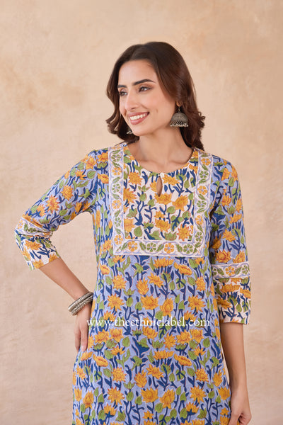 "Sravya" Hand Block Printed Cotton kurta