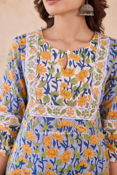 "Sravya" Hand Block Printed Cotton kurta