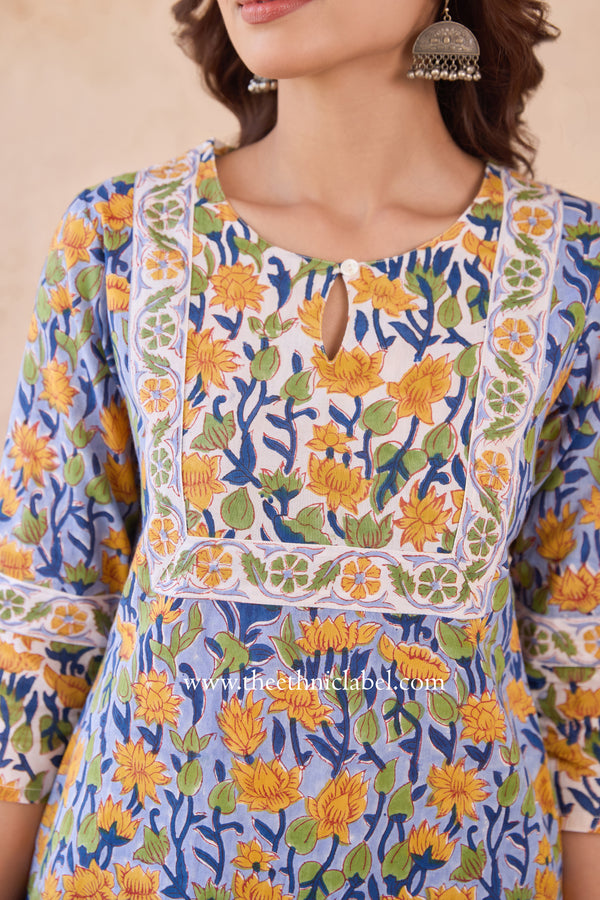 "Sravya" Hand Block Printed Cotton kurta