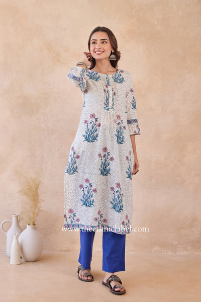 "Ravya" Hand Block Printed Cotton kurta
