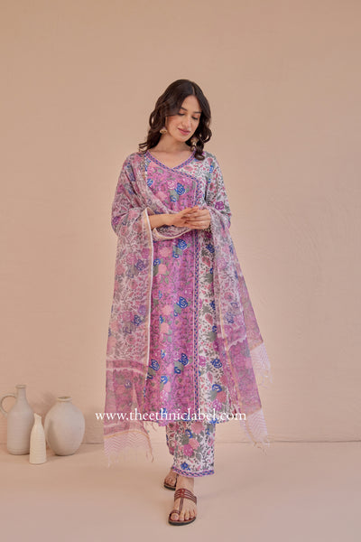 "Amara" Cotton Kurta Set with Kota Doria Dupatta (3pc)