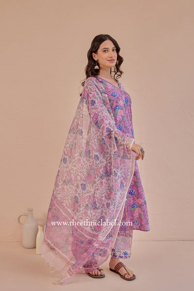 "Amara" Cotton Kurta Set with Kota Doria Dupatta (3pc)