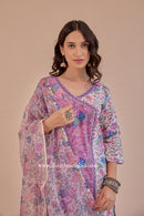 "Amara" Cotton Kurta Set with Kota Doria Dupatta (3pc)