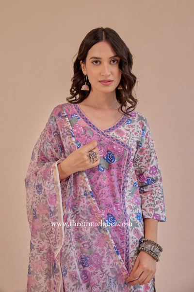 "Amara" Cotton Kurta Set with Kota Doria Dupatta (3pc)