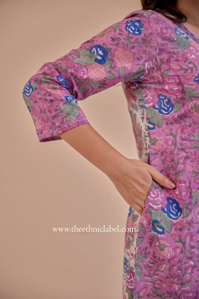 "Amara" Cotton Kurta Set with Kota Doria Dupatta (3pc)