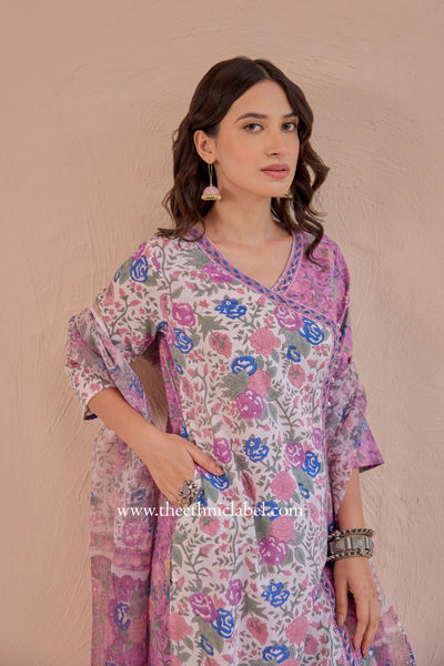 "Basera" Cotton Kurta Set with Kota Doria Dupatta(3pc)