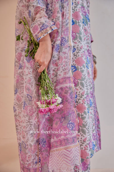 "Basera" Cotton Kurta Set with Kota Doria Dupatta(3pc)