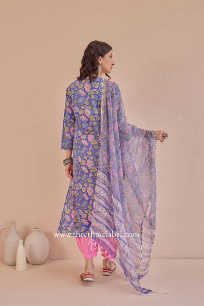 "Sargun" Hand Block Printed Kurta Set with Afghan Pant  (3pc)