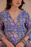 "Sargun" Hand Block Printed Kurta Set with Afghan Pant  (3pc)