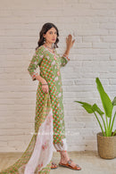 "Mehak" Cotton Kurta Set with Kota Doria Dupatta (3pc)