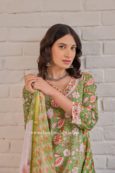 "Mehak" Cotton Kurta Set with Kota Doria Dupatta (3pc)