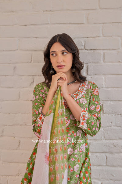 "Mehak" Cotton Kurta Set with Kota Doria Dupatta (3pc)