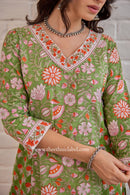 "Mehak" Cotton Kurta Set with Kota Doria Dupatta (3pc)