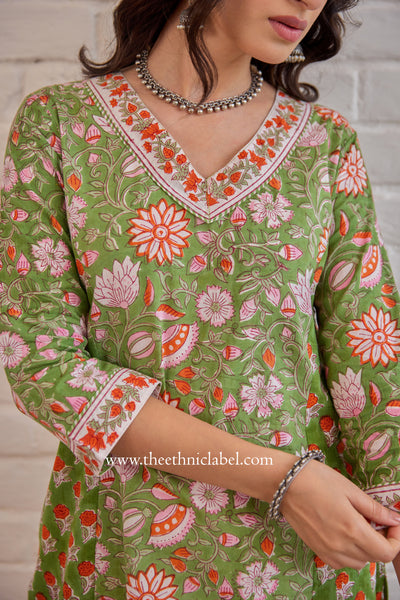 "Mehak" Cotton Kurta Set with Kota Doria Dupatta (3pc)