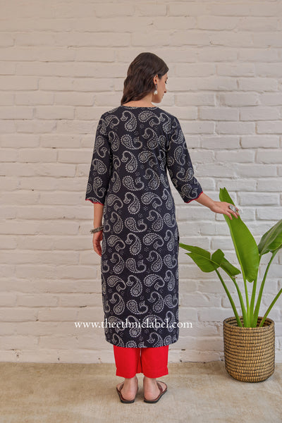 "Shyama" Hand Block Printed Scalloped Cotton kurta