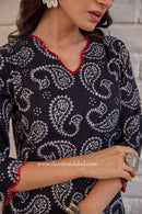 "Shyama" Hand Block Printed Scalloped Cotton kurta