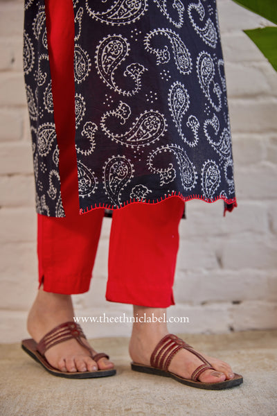"Shyama" Hand Block Printed Scalloped Cotton kurta
