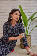 "Shyama" Hand Block Printed Scalloped Cotton kurta