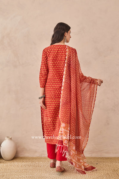 "Gulzar" Cotton Kurta Set with Kota Doria Dupatta (3pc)