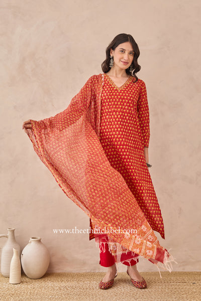 "Gulzar" Cotton Kurta Set with Kota Doria Dupatta (3pc)