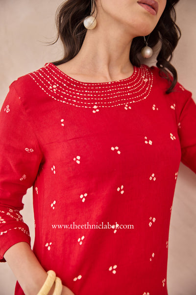 "Boond" Pure Bandhani Cotton Kurta