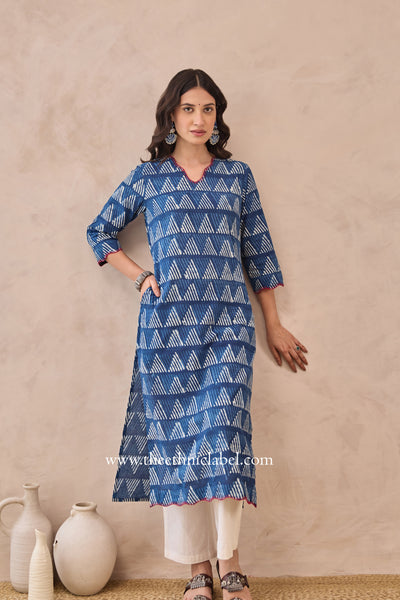 "Khaas" Indigo Hand Block Printed Cotton kurta