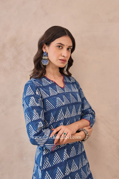 "Khaas" Indigo Hand Block Printed Cotton kurta