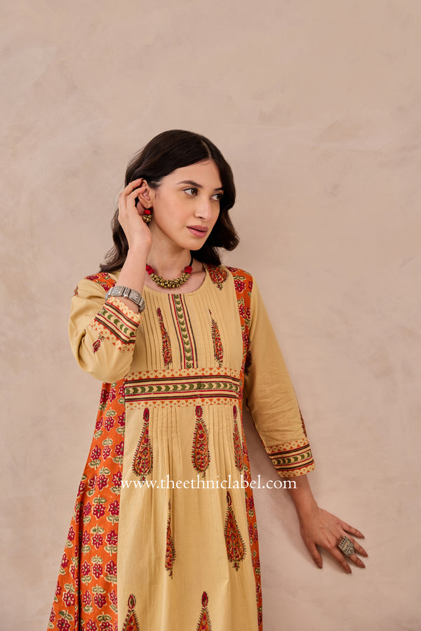 "Chandan" Hand Block Printed Cotton kurta pant set- 2pc