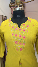 "Rakul" Hand Embroidered Cotton Kurta Set(2pc)