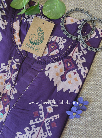 "Ruhani" Purple Printed Cotton kurta