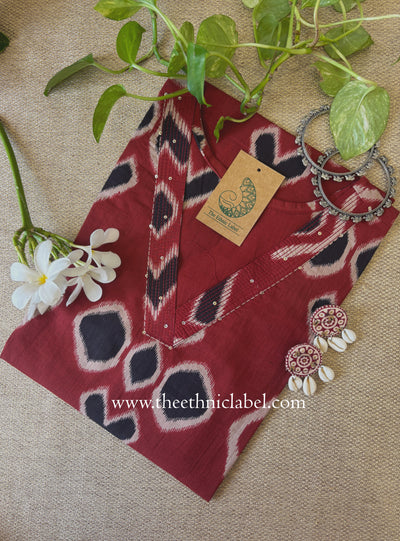 "Zariya" Maroon Printed Cotton kurta