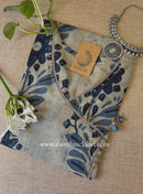 Sandhya Grey-Blue Angrakha Cotton kurta (S to 5XL)