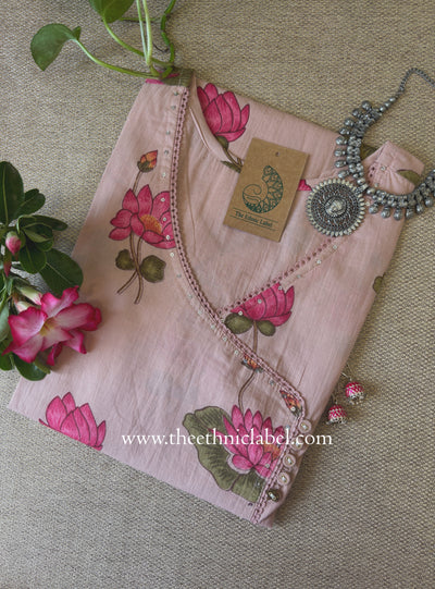 Siksha Peach Angrakha Cotton kurta